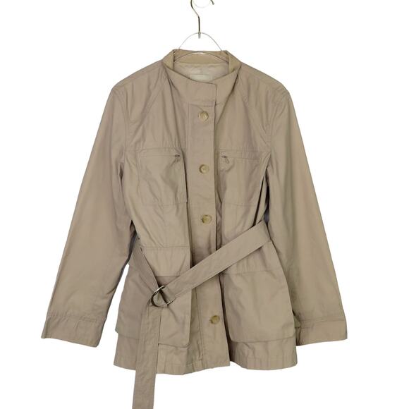 J. Jill Beige Khaki Casual Anorak Jacket with Belt Small Petite - Picture 1 of 6